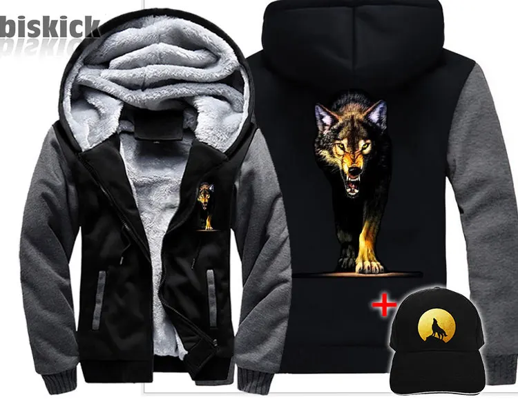 Wolf Veste loup regard одежда для мужчин wo men wolf dream плотное пальто куртка зимняя теплая Толстовка Топ толстовки - Цвет: Style 4 Asian size