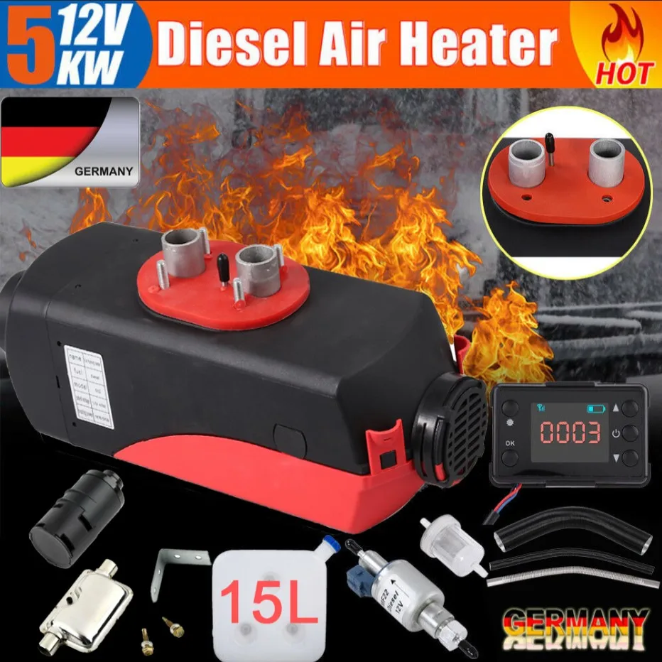 

Renoster 12V 5000W Car Heater LCD Diesel Air Diesel Heating Parking 5KW 12V PLANAR Air Diesel for Trucks/Camping Van/Motor-home