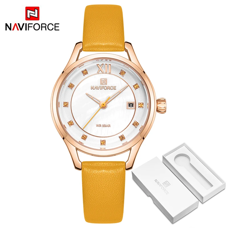 Новинка NAVIFORCE женские часы модные роскошные часы со стразами синие кварцевые часы водонепроницаемые повседневные часы женские наручные часы Relogio Femino - Цвет: RGWY BOX