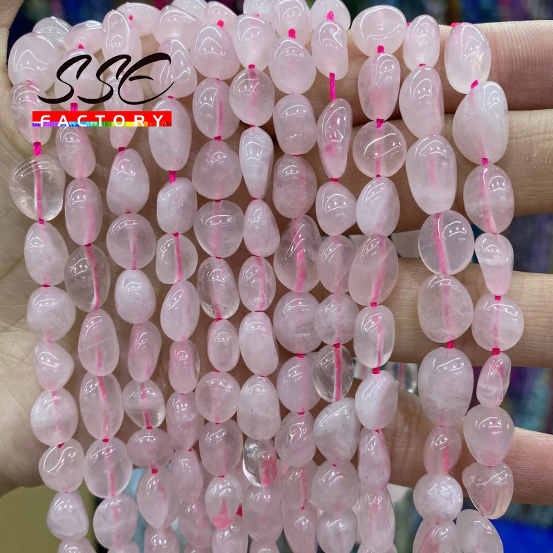 

8-10mm Irregular Natural Pink Quartz Crystal Beads Loose Spacer Beads For Jewelry DIY Making Bracelets Earrings Accessories 15"