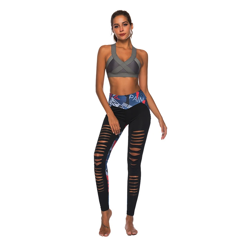 Brand Fashion Patchwork Women Leggings Sexy Hollow Out Printed Women Leggings Gyms Fitness Leggings High Waist Workout Leggings