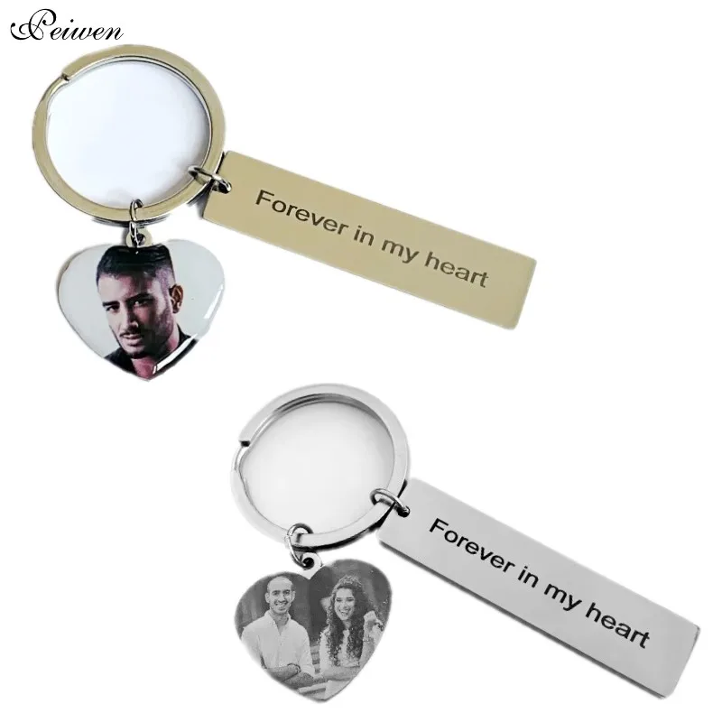 Personalized Custom Photo Keychain Engrave Photo Text Key Chain Stainless Steel Lettering Keyrings Women Men Customized Jewelry personalized customized text weave leather bracelets engrave logo name stainless steel bracelet for women men wholesale