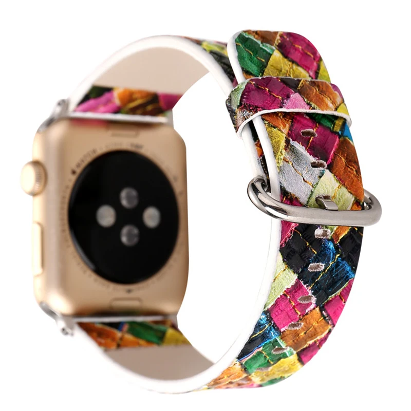 Ремешок кожаный для Apple Watch с рисунком алмазным 38 мм 40 42 44 серия 1/2/3/4/5|Ремешки