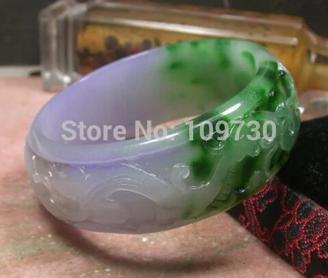 free shipping &gt&gt&gt&gt&gt62648 CHINESE Green Lavender JADE Dragon Phoenix Ruyi Bangle Bracelet | Украшения и аксессуары
