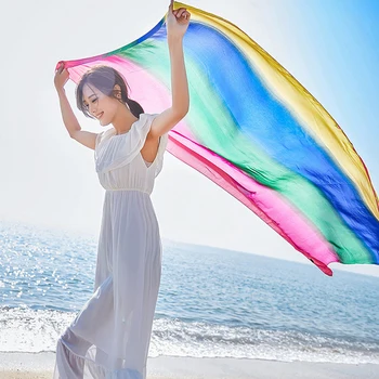 

Rainbow Women Scarf Spring Summer Colorful Beach Shawl Soft Rayon Scarf Long Wrap Female Cashmere Luxury Brand Scarves
