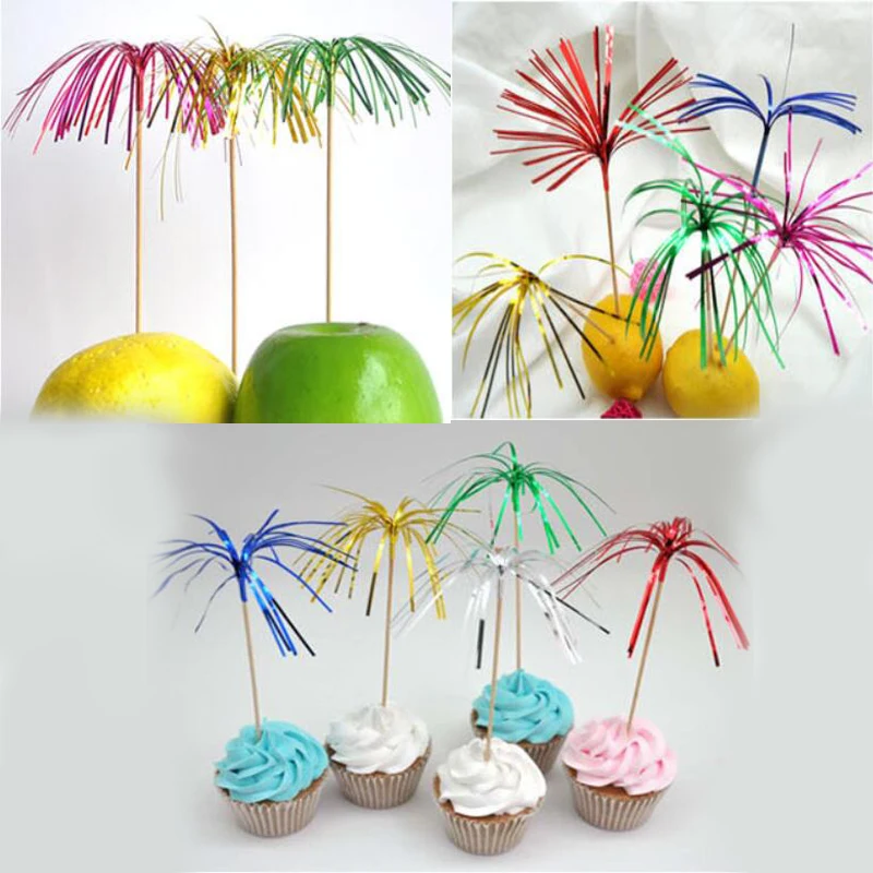 

15cm Bamboo Pick Cupcake Fruit Fork fireworks for Wedding Decor Party Dessert Salad Stick Cocktail Skewer