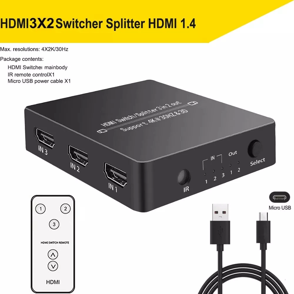 3D 1080P 4K HDMI Splitter 4Kx2K@60hz HDMI Switch Splitter 2x2 2 in 2 out 2X8 2 in 4 Out 2 in 8 Out Remote Control Power Supply