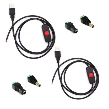 

2pcs/pack black 1M/3.28ft 5V USB Switch Button Extension Cables LED Strip Light Connector With Universal USB Adaptor jk1167
