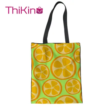 

Thikin Cute Lemon Canvas Bag for Kawaii Girls Shopping Handbags Cool Summer Fresh Fruits Portable Bag for Women Bags Designer