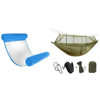 

1 Pcs Pool Water Hammock Chair Floating Bed Lounge Chair & 1 Set Parachute Fabric Camping Hammock Hanging Bed