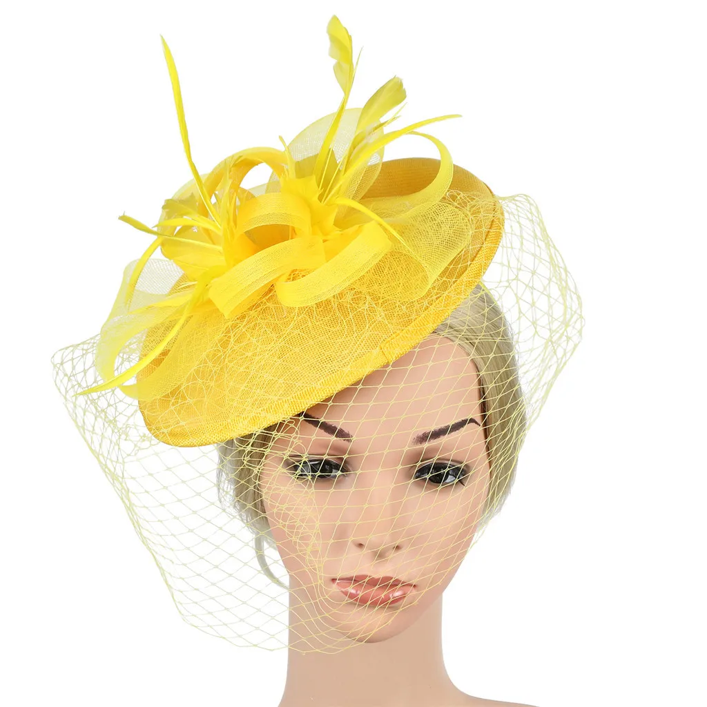 Женская элегантная шляпа на ремешке с цветами и перьями Вечерние заколки для волос аксессуары для волос Свадебные вечерние аксессуары#4