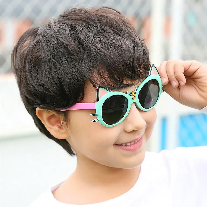 Kilig кошачьи поляризованные детские солнцезащитные очки, Мультяшные детские очки, гибкая Защитная оправа, UV400, очки для мальчиков и девочек