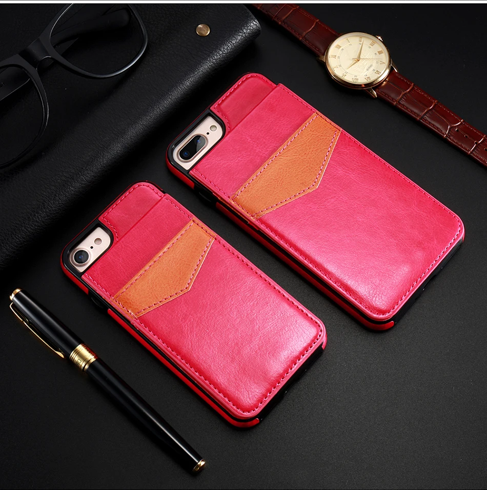Кожаный чехол для apple iPhone X 8 7 6S 6 Plus с отделением для карт