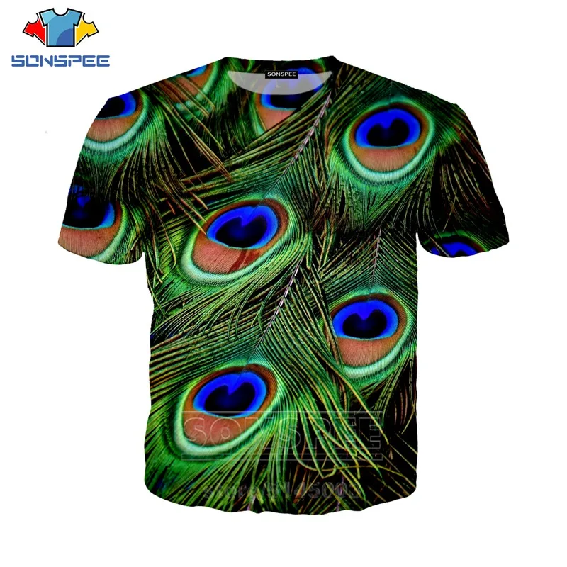 

Peacock T Shirt Summer New Men Women Color Feather Sweatshirt 3D Print Animal Bird Short Sleeve Streetwear Tops Pullover C014-04