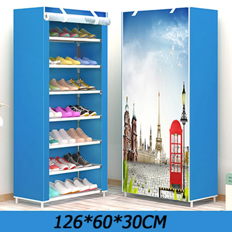 8 Layer Simple DIY Assembly Shoe Cabinet Folding Cloth Shoes Storage Rack Shelves Dustproof Shoe Cabinet Home Furniture