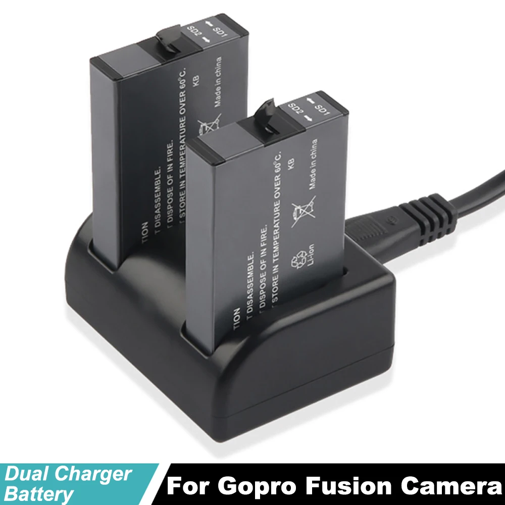 2720mAh ASBBA-001 battery For Gopro Fusion Camera Accessory + Dual batteries Charger 360 Go Pro Accessories | Электроника