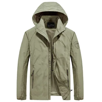 

Hooded Jacket Man Quick Drying Clothes Wear Plus-sized Casual Outdoor Sports Clothing Jacket Medium-length Jacket