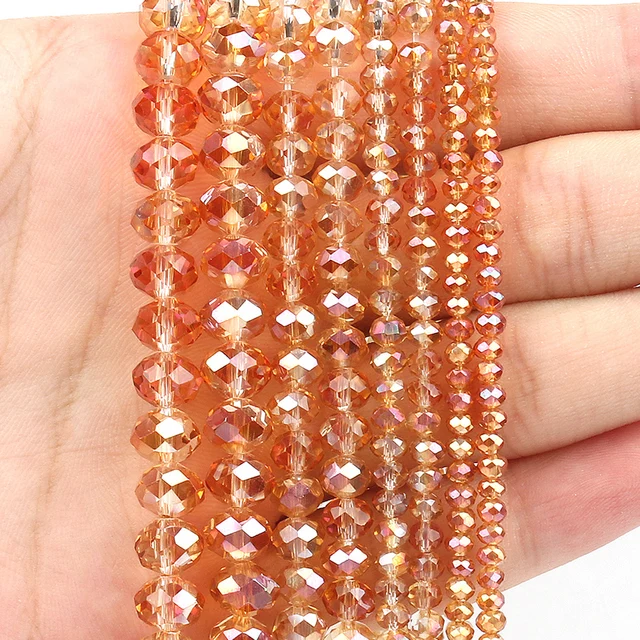 Faceted AB Clear Glass Austria Crystal Rondelle Beads Loose Spacer Beads  For Jewelry Making DIY Bracelets Necklace 3/4/6/8MM
