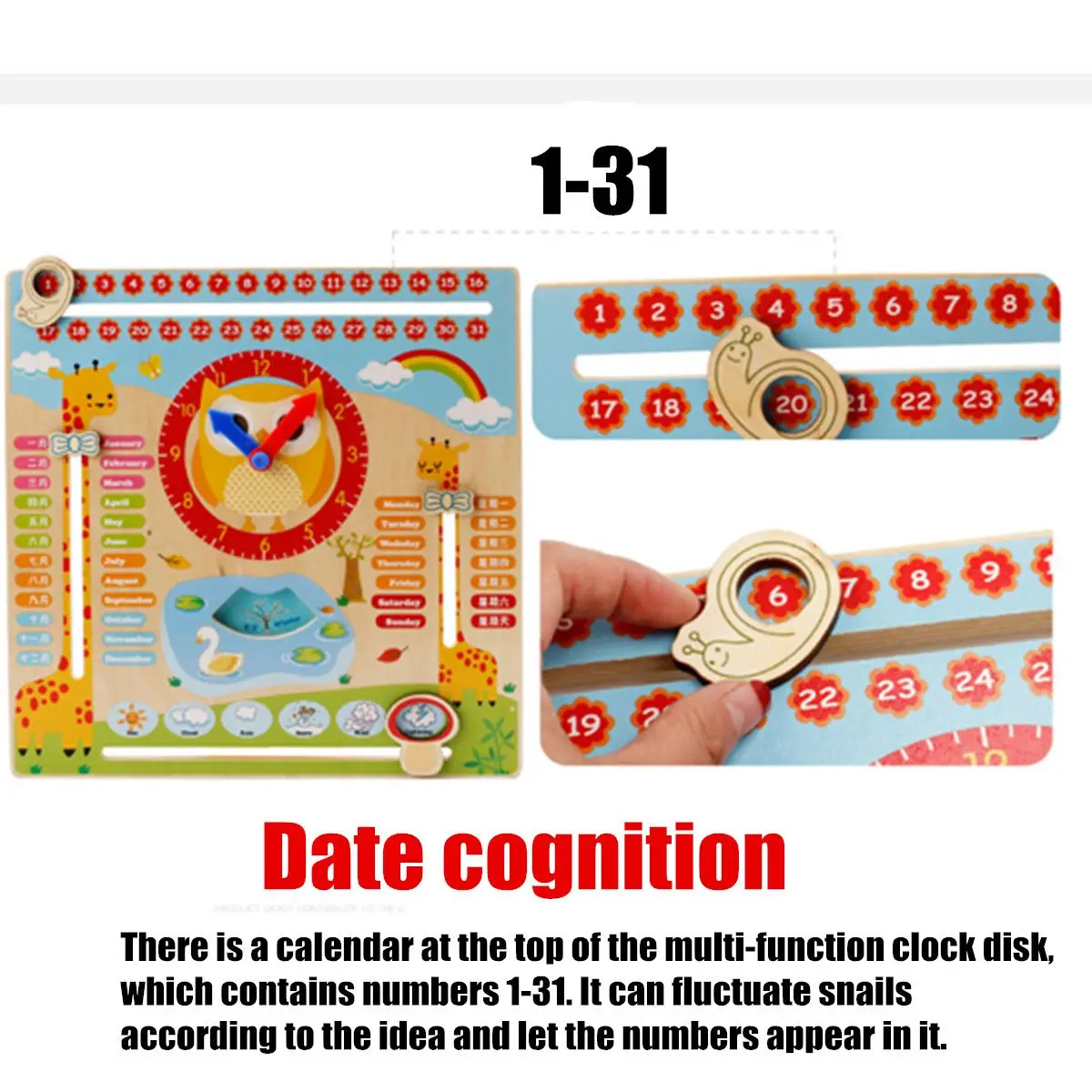 Деревянный Календарь игрушки многофункциональные детские часы Дата погода диаграмма познание раннего обучения игрушка для детского