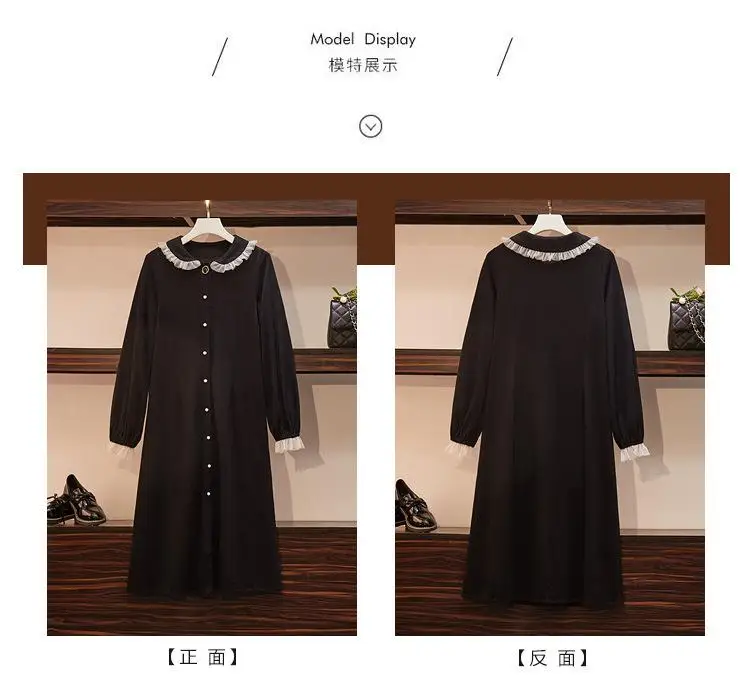 4XL 5XL осеннее Повседневное платье размера плюс, модное женское платье на пуговицах с длинным рукавом, женское платье большого размера, черное офисное платье, кардиган