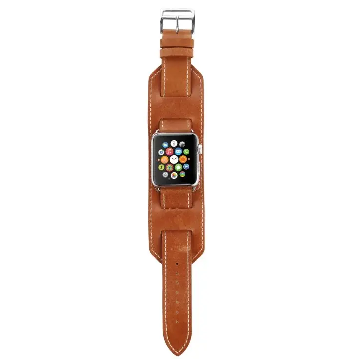 Ремешок-манжета для Apple Watch ремешок 44 мм 42 мм 40 мм 38 мм кожаный браслет ремень для iWatch серии 5 4 3 2 1 сменный ремешок для часов - Цвет ремешка: brown