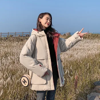 

new winter women jacket 2019 Fashion Women Winter Down Cotton Coat Hood Warm Outdoor Casual Parkas With Large Pockets H001