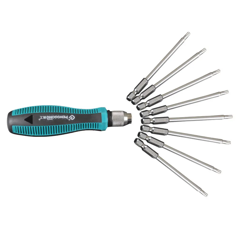 9pcs Tackle Multi-bit Portable Easy Use Durable Slotted Screwdriver Set Multifunctional Non-Slip Home Repair Hand Tools Magnetic