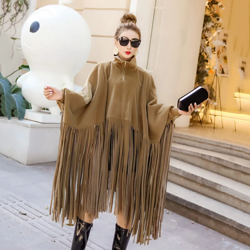 

LANMREM 2020 Fashion Coat Ladies And Spring Design Sense Collar Long-sleeved Velvet Tassel Hem Loose Women 19B-a135