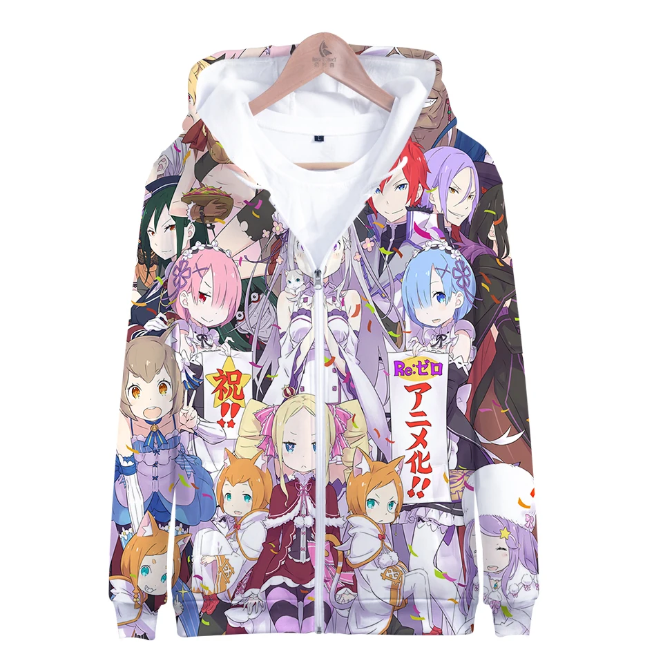 Горячая Распродажа RE: ZERO 3D новые модные толстовки на молнии повседневные толстовки с длинным рукавом 3D Женская/мужская одежда Топы