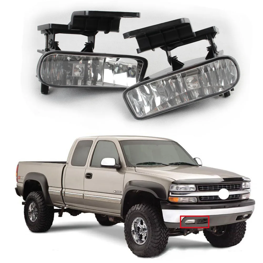 1set Car Fog Lights Assembly For Chevrolet Silverado 2000-2006 Suburban 2000-2004 12V Front Bumper Halogen Bulb Signal Light | Автомобили