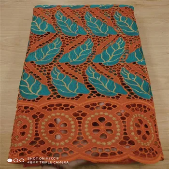 

Nigerian african lace fabrics 5yards French Net Tulle Fabric Embroidery Lace Swiss Fabric Cotton lace wedding dress