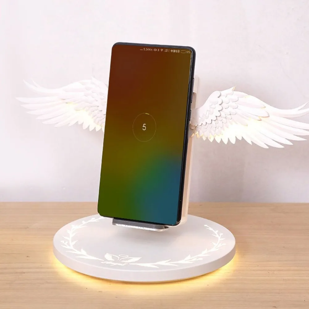 Creative Angel Wings Wireless Charger QI Wireless Charger 10W Fast Charge Vertical Mobile Phone Wireless Charger usb c fast charge