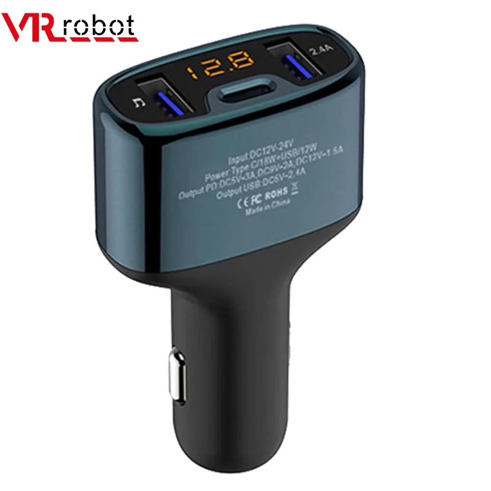 VR робот Bluetooth Автомобильный mp3 плеер fm-передатчик беспроводной автомобильный комплект громкой связи 4.8A двойное USB зарядное устройство с type C PD быстрое зарядное устройство
