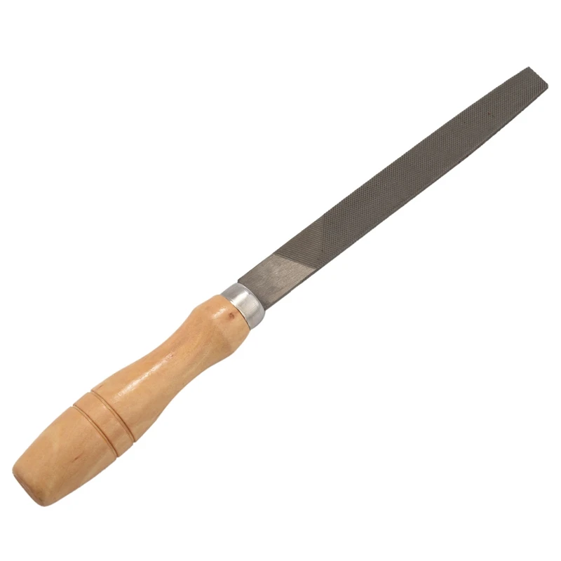 High Carbon Steel File Set with Wooden Handles Rasp File for Wood, Metal, Plastic, 5 Pieces (Steel File)