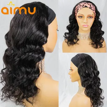 

Body Wave Headband Wig Full Machine Made Human Hair Wigs for Black Women Glueless Natural Color Real Brazilian Remy 180% Density