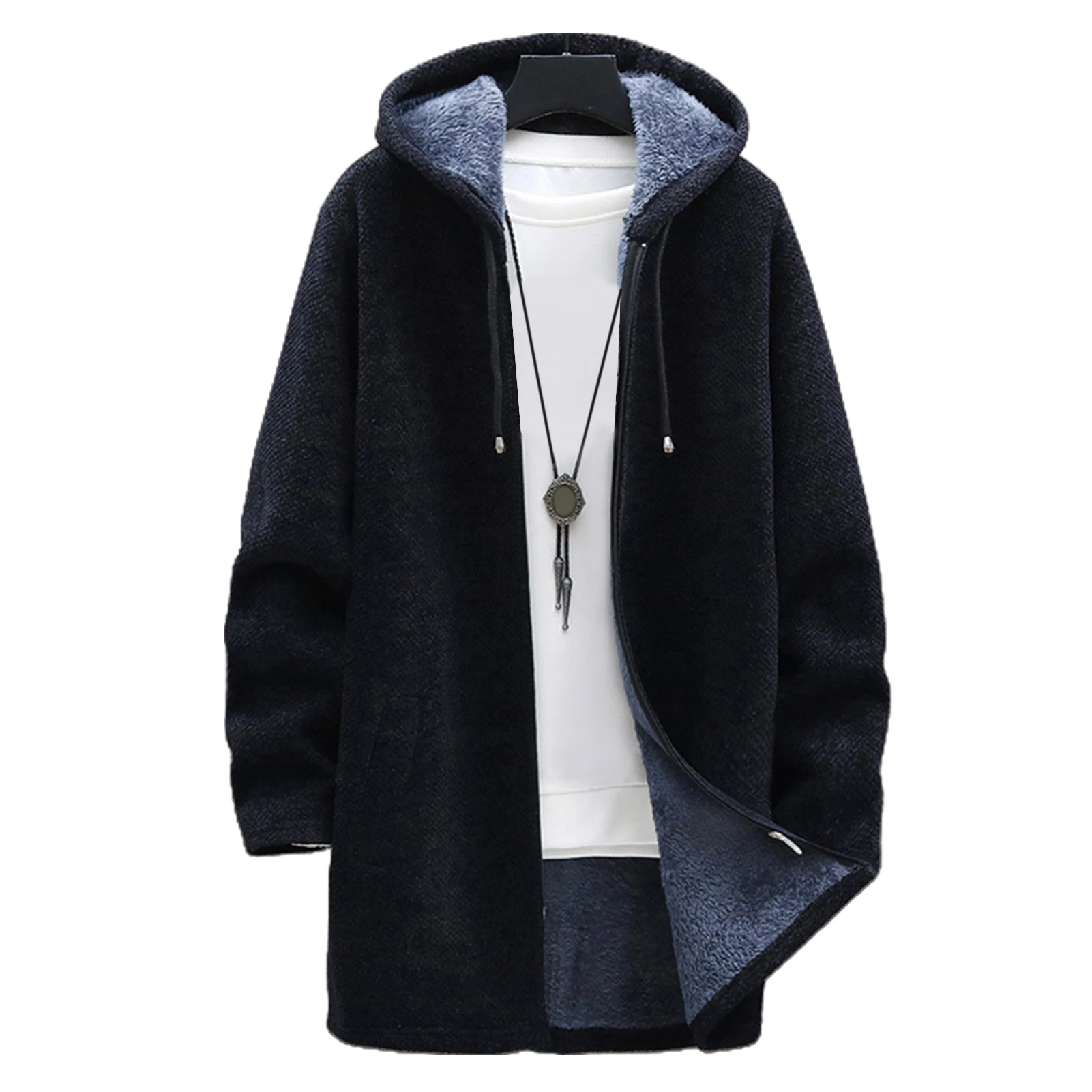 Winter Warm Jacket Men Coat Casual Coat Knitted Coat Autumn Winter Long Sleeve Plush Liner Sweater Zipper Knitted Coat680_voghion.com