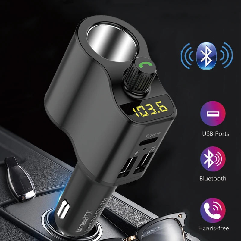 Fm-передатчик модулятор Bluetooth Handsfree автомобильный комплект автомобильный аудио mp3-плеер с тип-c зарядкой двойной USB порт