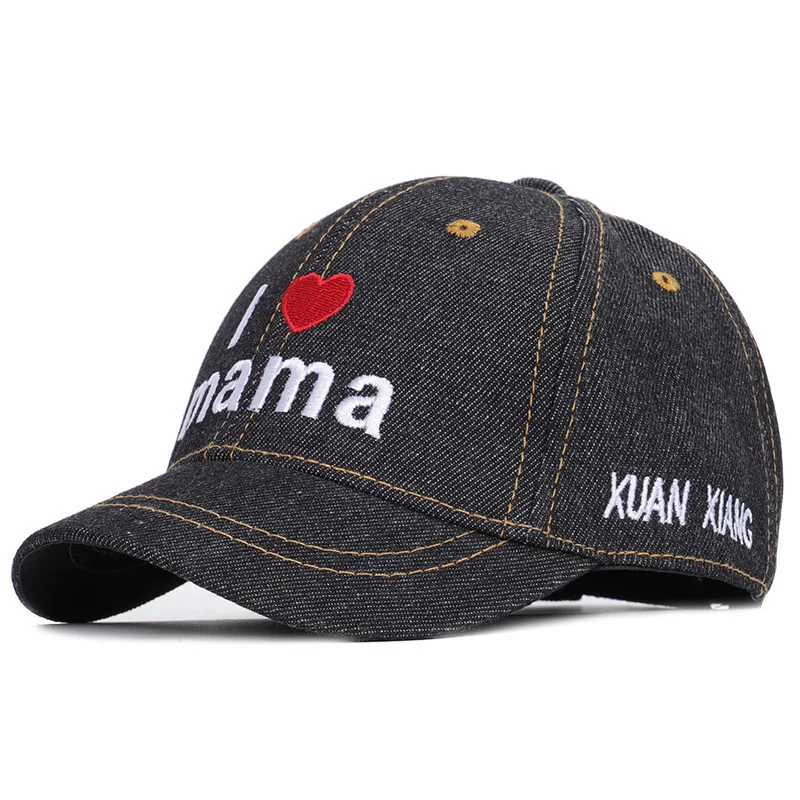 4-8T kids Summer Cowboy Children Hats Lovely Letter Summer Outdoors Sunshade Baby denim Hats - Цвет: BLACK1