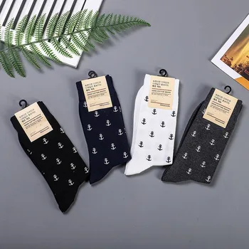 

Pure Colors Boat Anchor Pattern Print Socks Autumn Sporting Men Cotton Business Crew Sock Breathable Comfortable Casual Fashion
