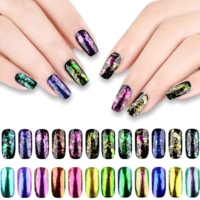 

tb001 Nails Art Dip Powder twdSet Nail GlitterNail Polish Holographic Manicure Dry Chrome Pigment Dipping Powder