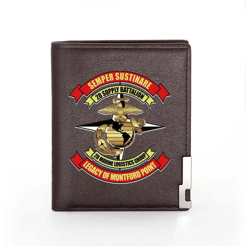 

New 2D Marine Logistics Group Printing Men's Wallet Leather Purse For Men Credit Card Holder Short Male Slim Coin Money Bags