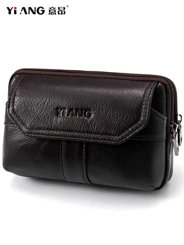 

Fashion Genuine Leather designer Men's Fanny Pack Belt Waist Bag For Money 5.5-6‘’Mobile Phone Pouch Hip Bum Belly Belt Bag Dad
