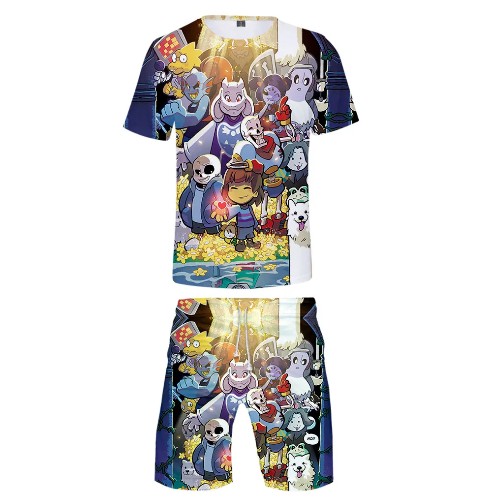 Frdun Tommee Undertale, комплект из двух предметов, летняя крутая Мужская футболка и пляжные шорты, Харадзюку, уличная одежда, Харадзюку, комплекты с коротким рукавом