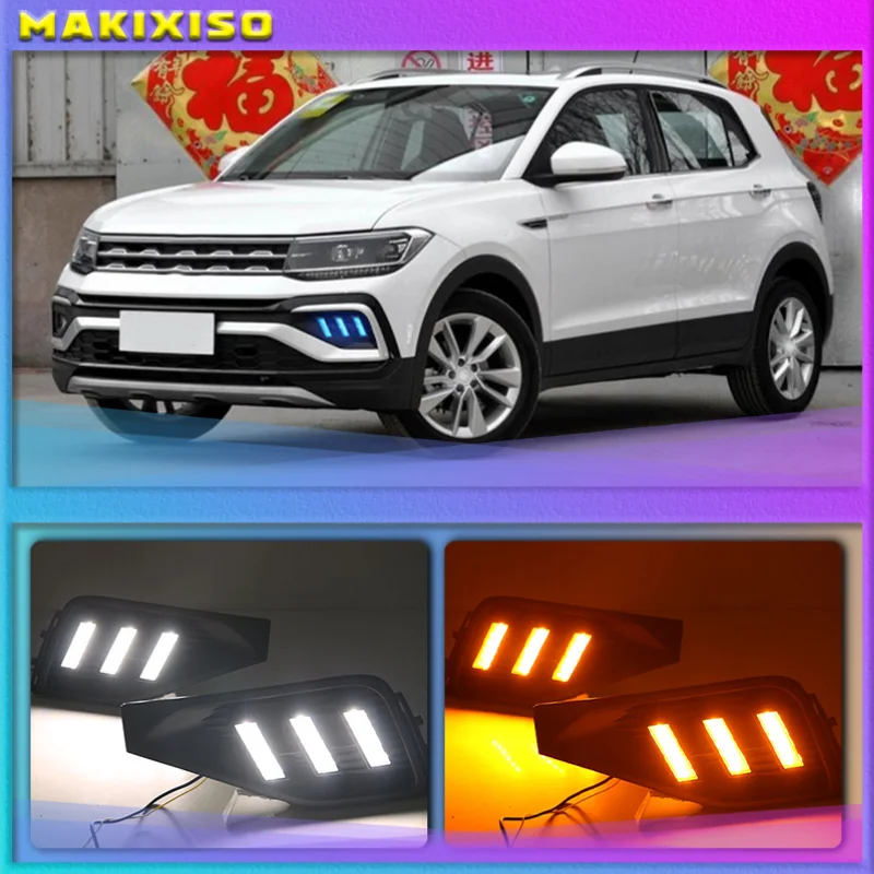 

1 комплект для Volkswagen VW T-Cross tcross 2019 2020 дневные ходовые огни сигнал поворота противотуманная фара крышка 12 В ABS светодиодный DRL Стайлинг автомобиля