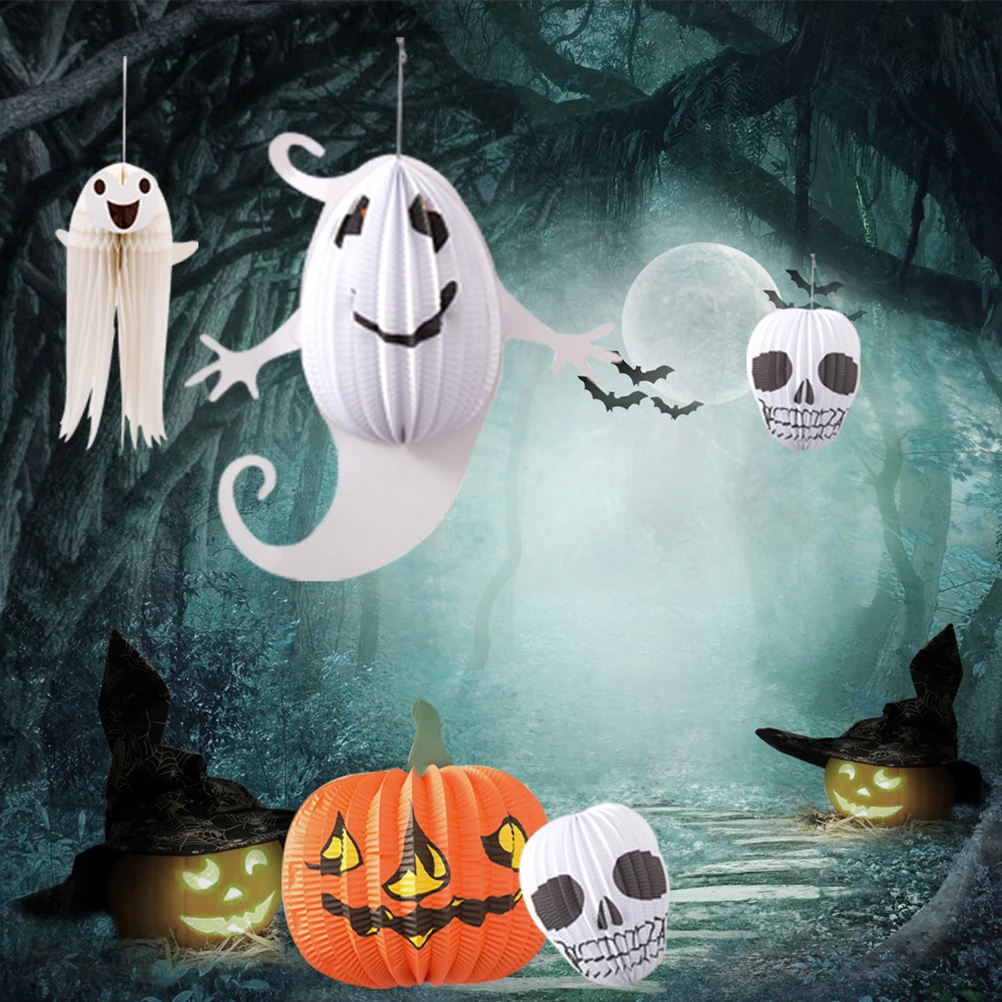 5 шт. Хэллоуин украшения подвеска бумага висячие в виде приведения и тыквы шапки