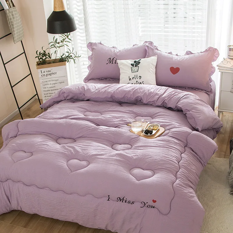 

Bed Sheet Korean-style Simple Washed Cotton Washed Cotton Fiber Blanket Double Blanket Cotto