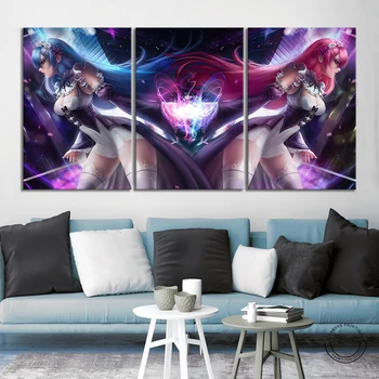 

3pcs HD Sexy Anime Girl Ram&Rem Re:Zero Anime Poster Wall Art Canvas Paintings for Home Decor