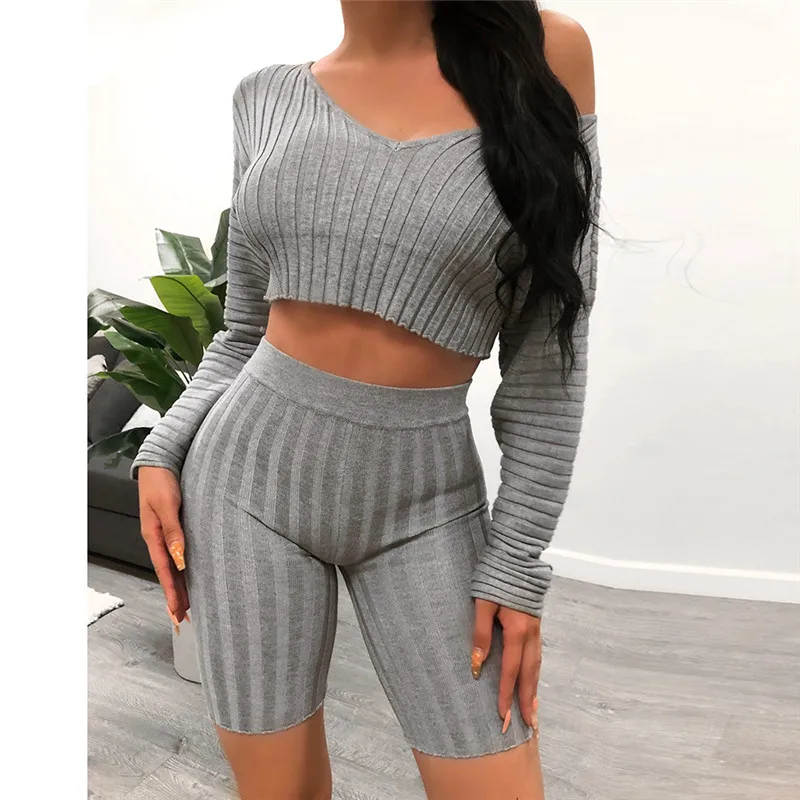 

2019 new sexy deep v-neck bustier cropped tube tops t-shirt shorts corset 2 pieces sets women suits female