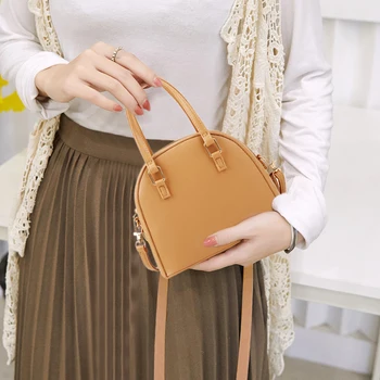 

Fashion Women PU Leather Crossbody Handbag Hot Sale Simple Pure Color Shell Shoulder Messenger Top-handle Shopping Bags