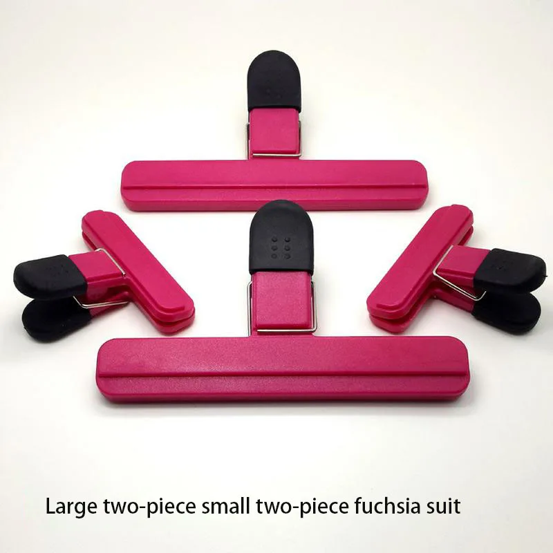 Fuchsia4PC Пластиковый мешок для запечатывания пищевых продуктов с зажимом для сохранения свежести пищевых продуктов, влагостойкий закрывающийся зажим для письма, бумажный фотофайл, связующий кухонные инструменты для зажима - Цвет: Fuchsia4PC